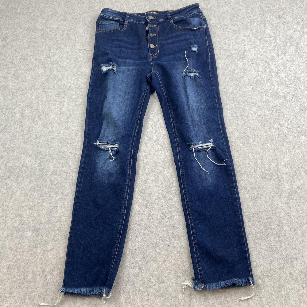 C'est Toi Black Label Jeans Juniors 11 (28x25) Blue High Rise Skinny Distressed